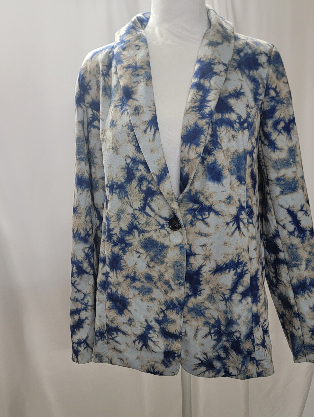 LOGO by Lori Goldstein Women's Julia Tie Dye Ponte Knit Blazer Multi Abstract M